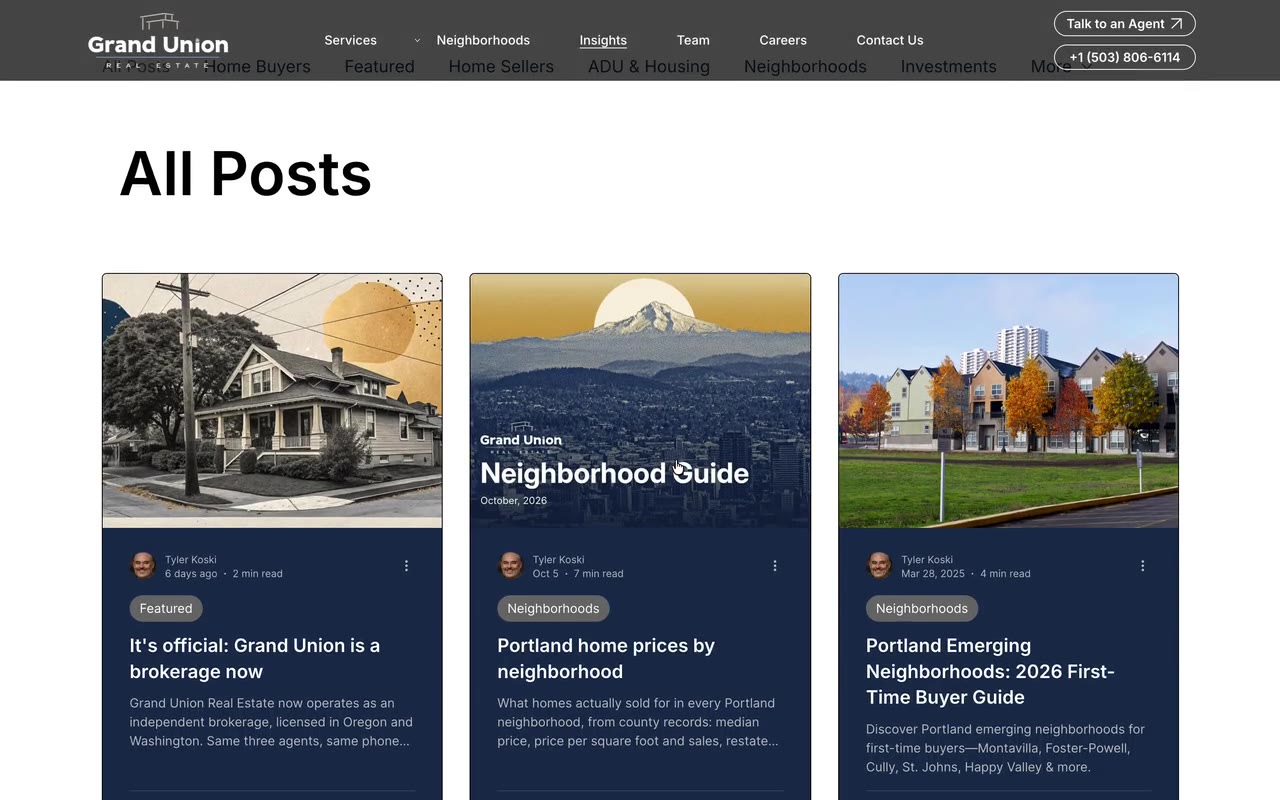 The blog index.