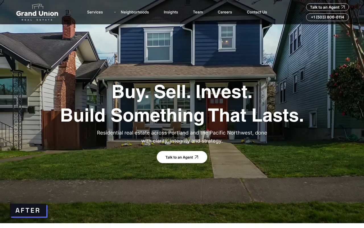 The new Grand Union homepage.