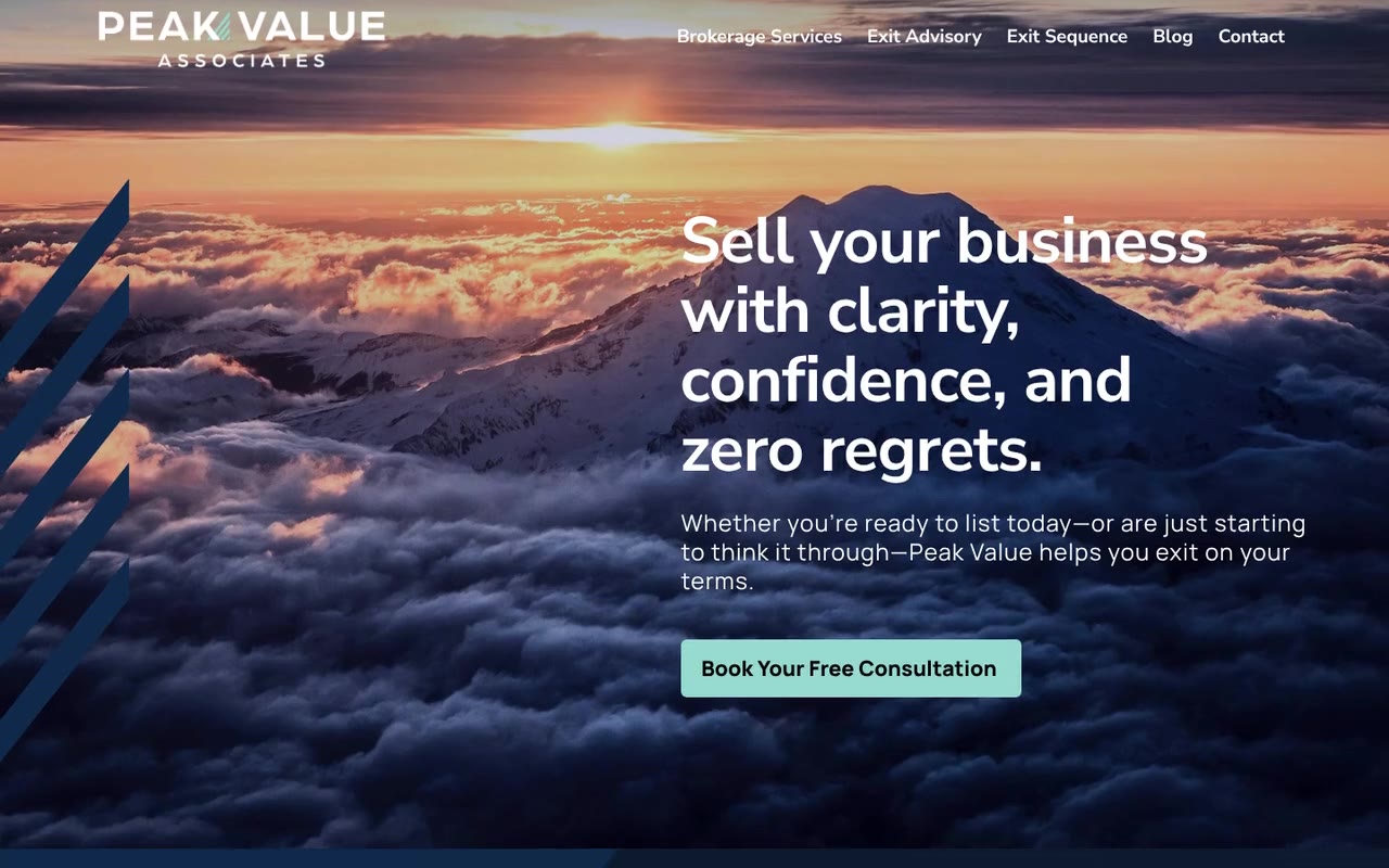 The Peak Value homepage.